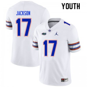 Youth Kahleil Jackson White Florida #17 Football Jerseys