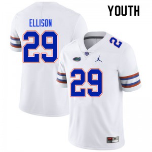 Youth Khamal Ellison White Florida #29 Stitched Jerseys