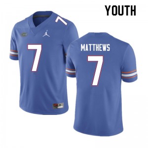 Youth Luke Matthews Blue UF #7 University Jerseys