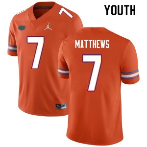 Youth Luke Matthews Orange Florida Gators #7 Stitch Jersey