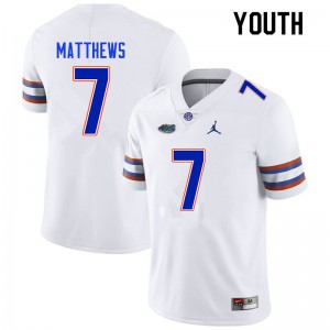 Youth Luke Matthews White Florida #7 Stitch Jersey
