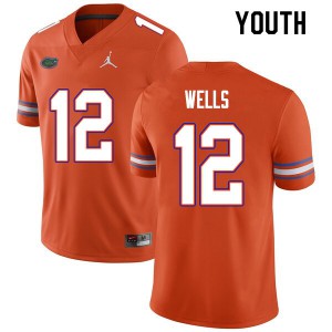 Youth Rick Wells Orange University of Florida #12 Stitch Jersey