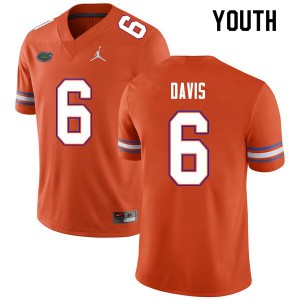 Youth Shawn Davis Orange Florida #6 Stitch Jerseys