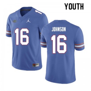Youth Tre'Vez Johnson Blue Florida #16 Player Jersey