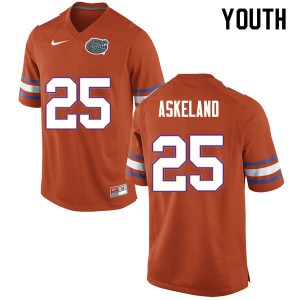 Youth Erik Askeland Orange Florida Gators #25 High School Jerseys