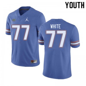Youth Jordan Brand Ethan White Blue Florida #77 Embroidery Jersey
