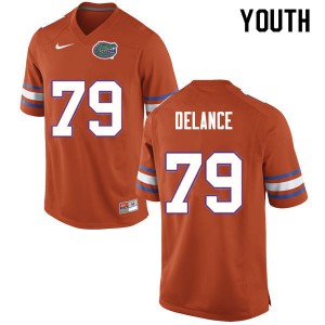 Youth Jean DeLance Orange UF #79 High School Jerseys
