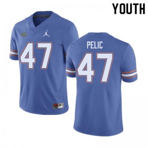 Youth Jordan Brand Justin Pelic Blue Florida Gators #47 Football Jerseys