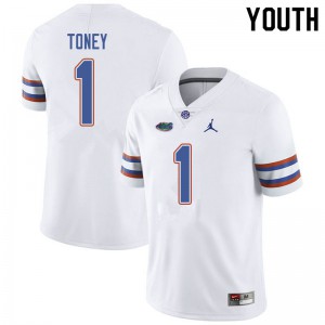 Youth Jordan Brand Kadarius Toney White Florida #1 NCAA Jerseys