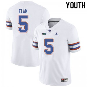 Youth Jordan Brand Kaiir Elam White Florida #5 NCAA Jersey