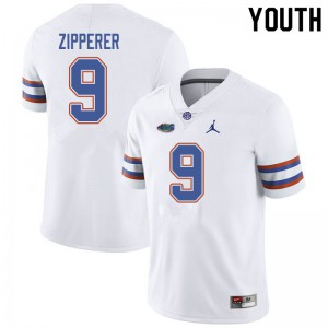 Youth Jordan Brand Keon Zipperer White University of Florida #9 Football Jerseys