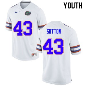 Youth Nicolas Sutton White Florida #43 Stitched Jerseys