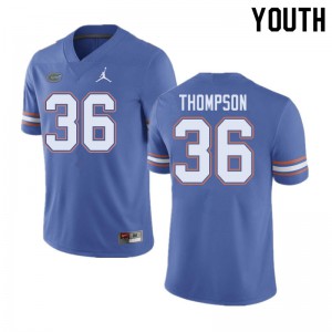 Youth Jordan Brand Trey Thompson Blue University of Florida #36 Embroidery Jerseys