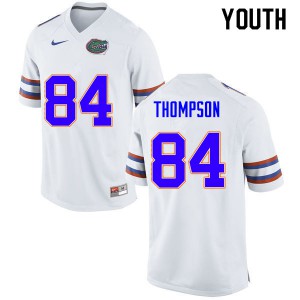 Youth Trey Thompson White Florida Gators #84 Stitch Jerseys