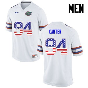 Men Zachary Carter White University of Florida #94 USA Flag Fashion Football Jersey