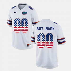Men's Custom White Florida Gators #00 US Flag Fashion NCAA Jerseys