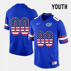 Youth Custom Blue Florida #00 US Flag Fashion NCAA Jerseys