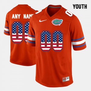Youth Custom Orange Florida Gators #00 US Flag Fashion Stitched Jersey