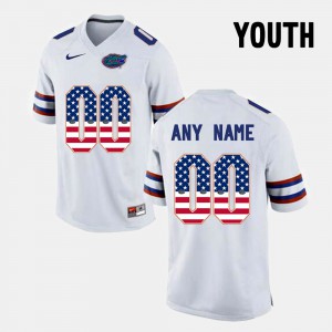 Youth Custom White Florida #00 US Flag Fashion Stitched Jersey